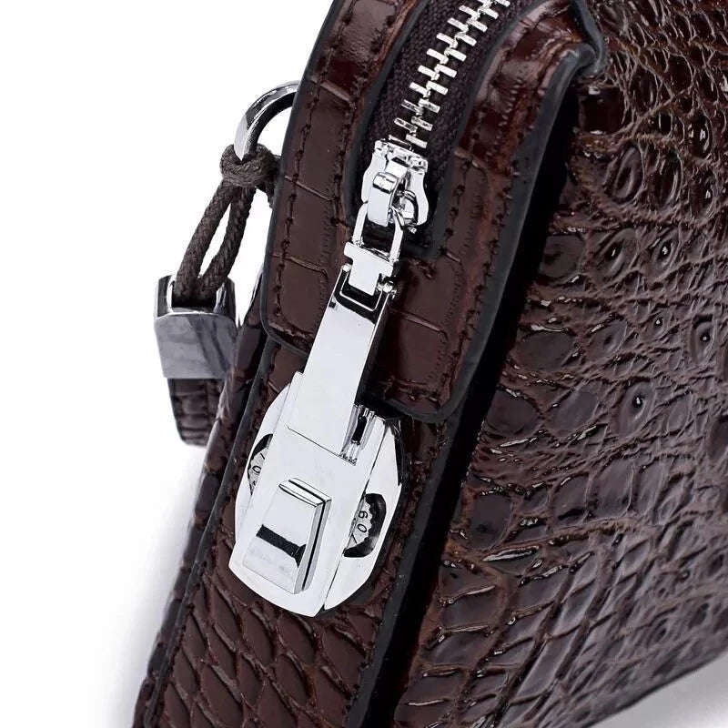 Elegant Crocodile Pattern Leather Clutch – Business Wallet