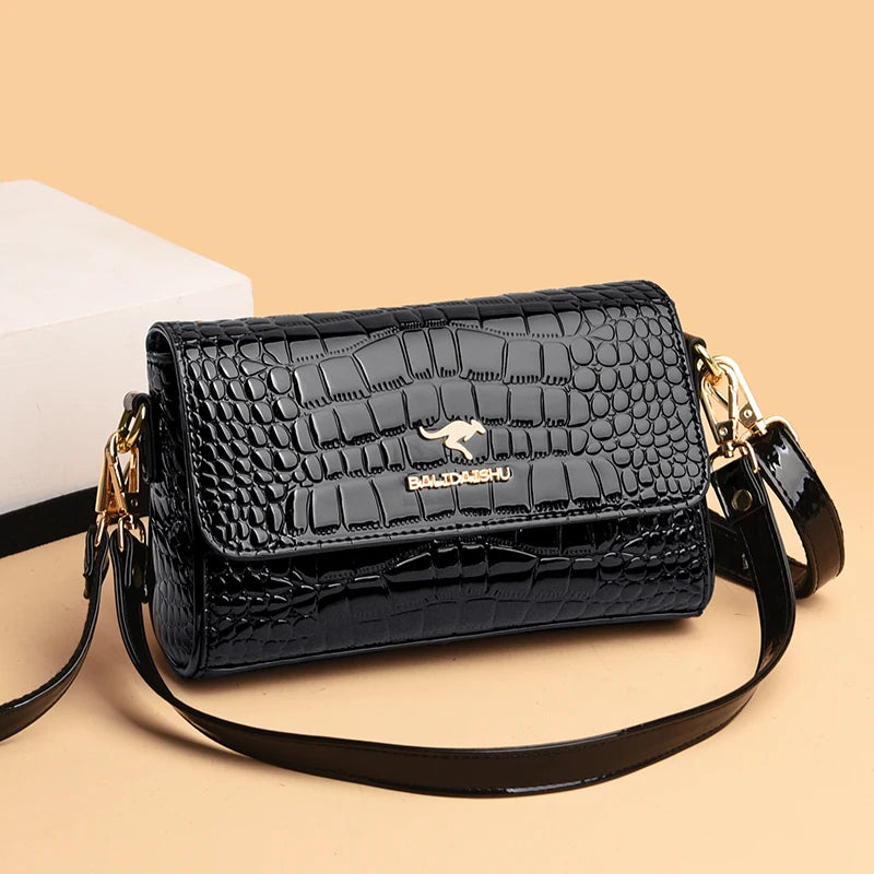Designer Crocodile Pattern Handbag – Luxury PU Leather Shoulder