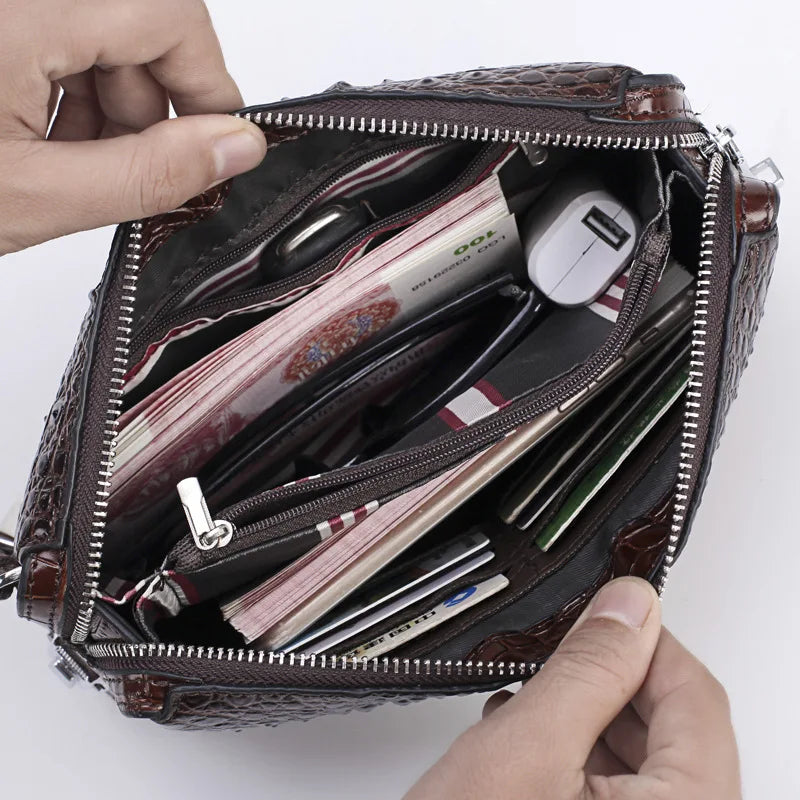 Elegant Crocodile Pattern Leather Clutch – Business Wallet
