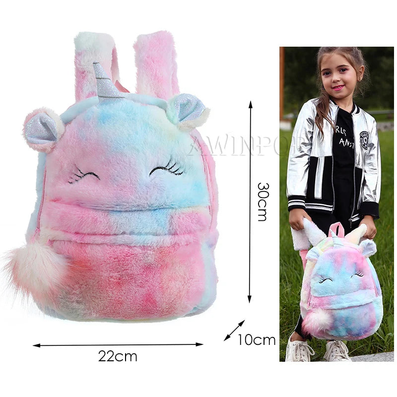 Plush Unicorn Backpack – Cute Cartoon School Bag