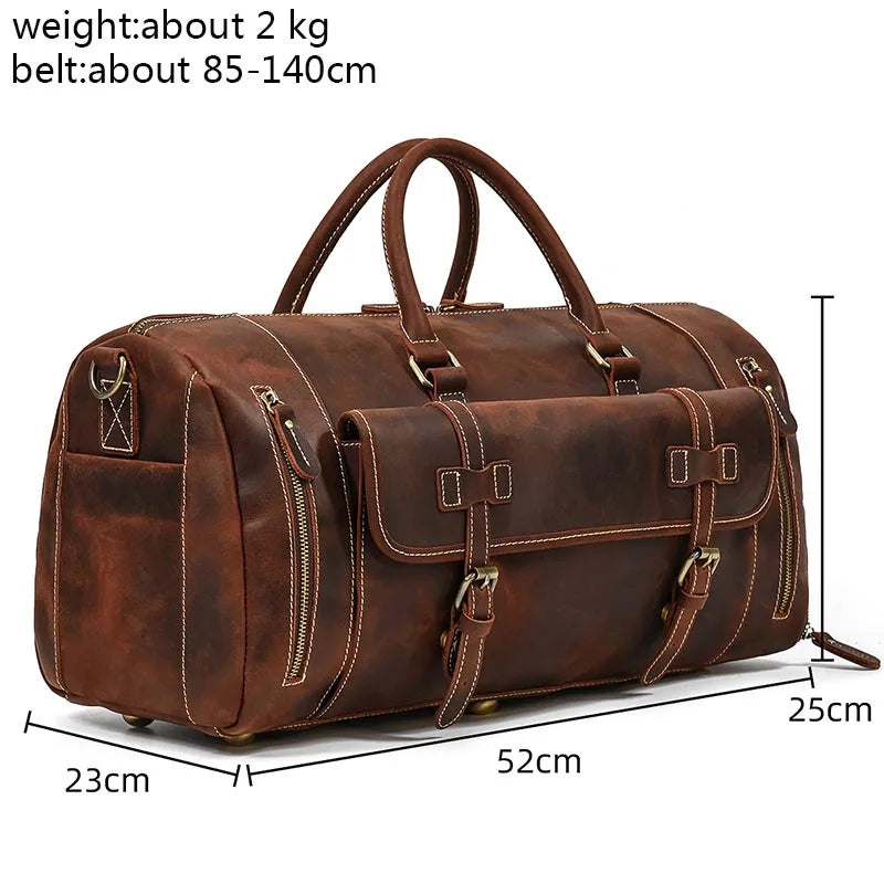 Retro Leather Weekender Bag – Large Travel Duffel Bag