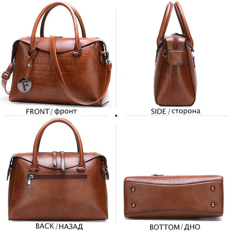 Fashionable Tote Bag – Crocodile Pattern Luxury PU Satchel