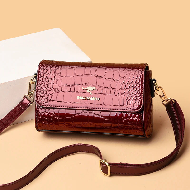 Designer Crocodile Pattern Handbag – Luxury PU Leather Shoulder