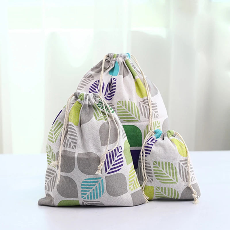 Cute Flower Print Drawstring Bag