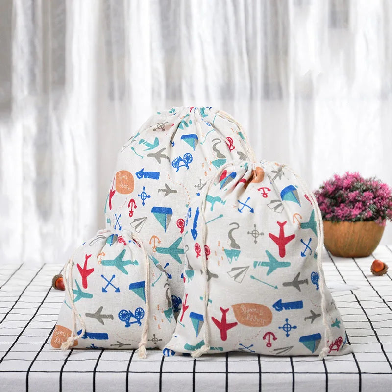 Cute Flower Print Drawstring Bag