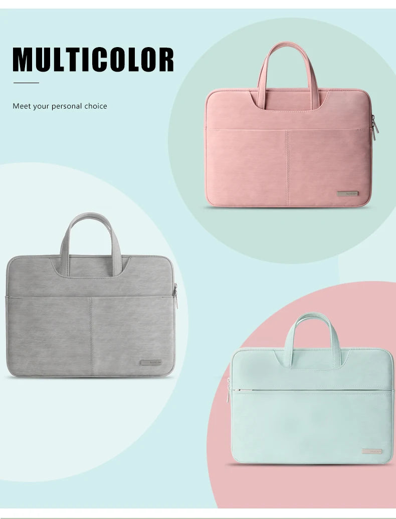 Stylish PU Leather Laptop Handbag with Shoulder Strap (13–15.6 Inch)