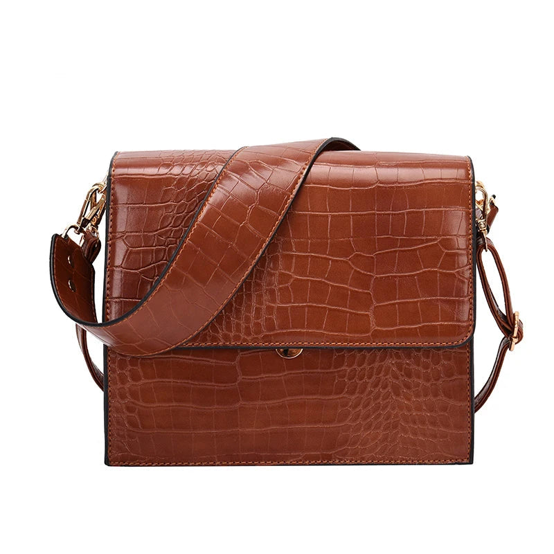 Retro Alligator Style Handbag – Crocodile Pattern PU Leather Shoulder