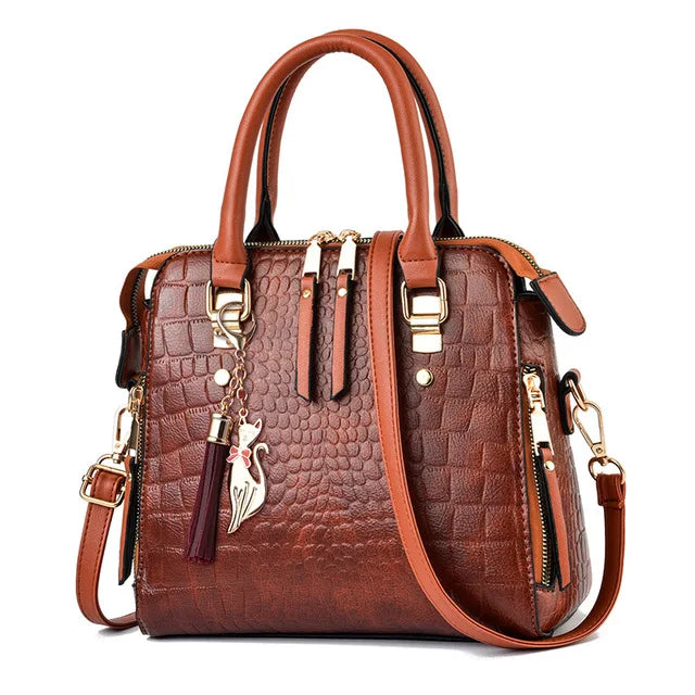 Luxury Crocodile Pattern PU Leather Handbag