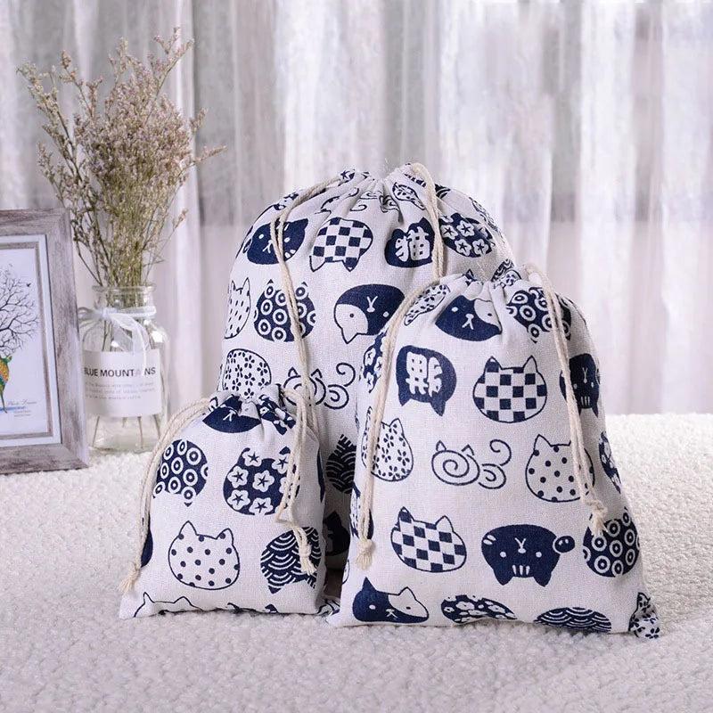 Cute Flower Print Drawstring Bag