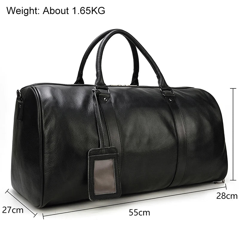 Natural Genuine Leather Travel Duffel Bag