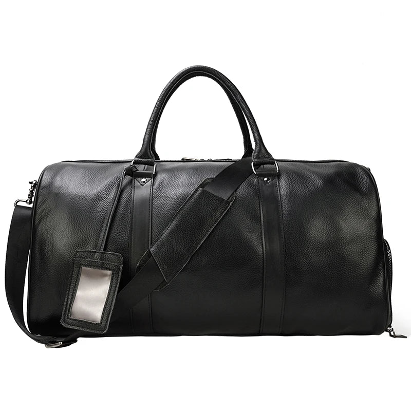 Natural Genuine Leather Travel Duffel Bag