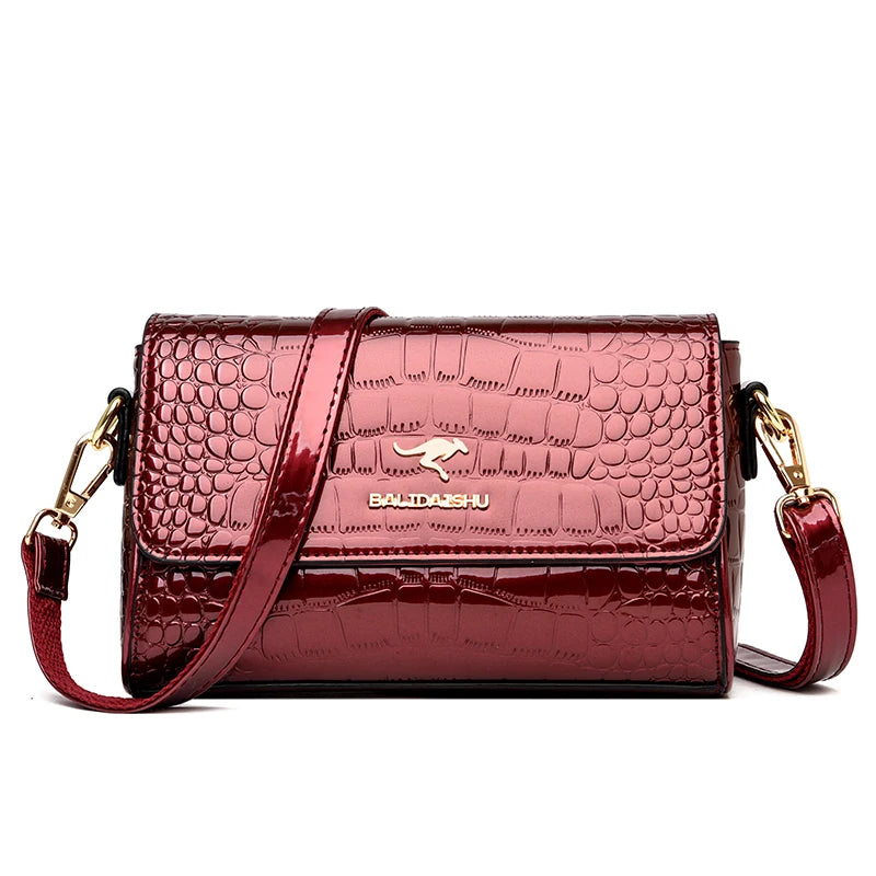 Designer Crocodile Pattern Handbag – Luxury PU Leather Shoulder