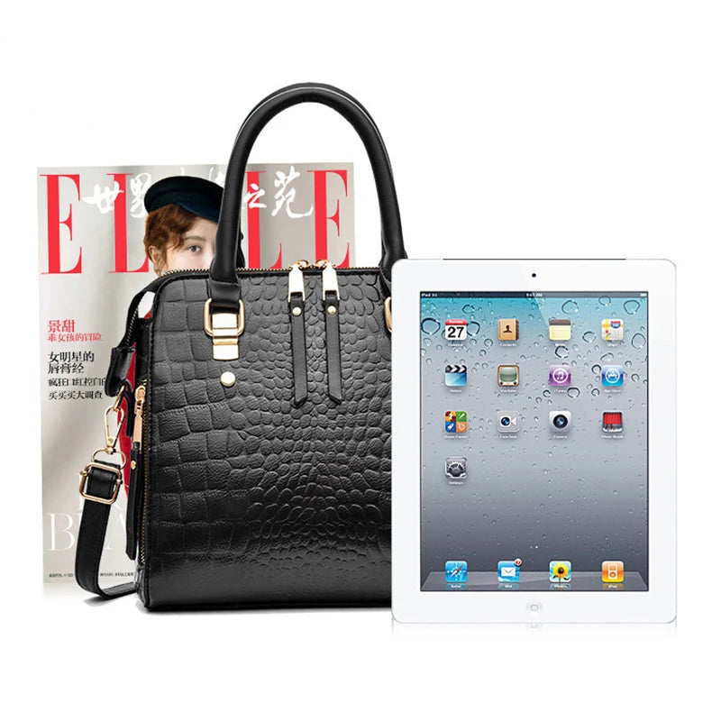 Luxury Crocodile Pattern PU Leather Handbag