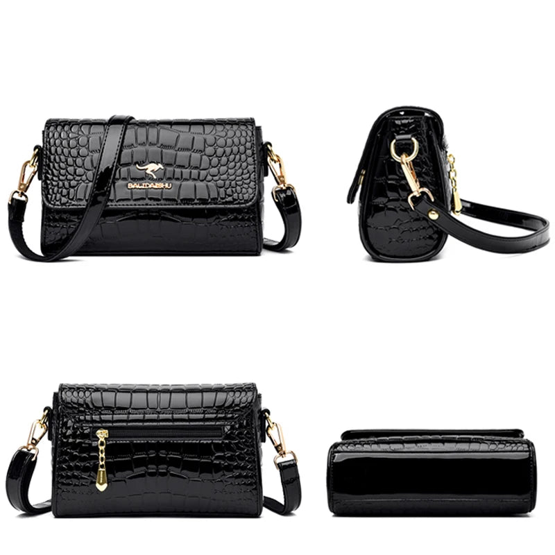Designer Crocodile Pattern Handbag – Luxury PU Leather Shoulder