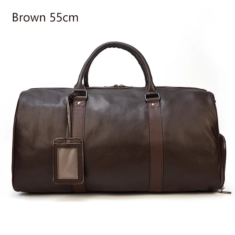 Natural Genuine Leather Travel Duffel Bag