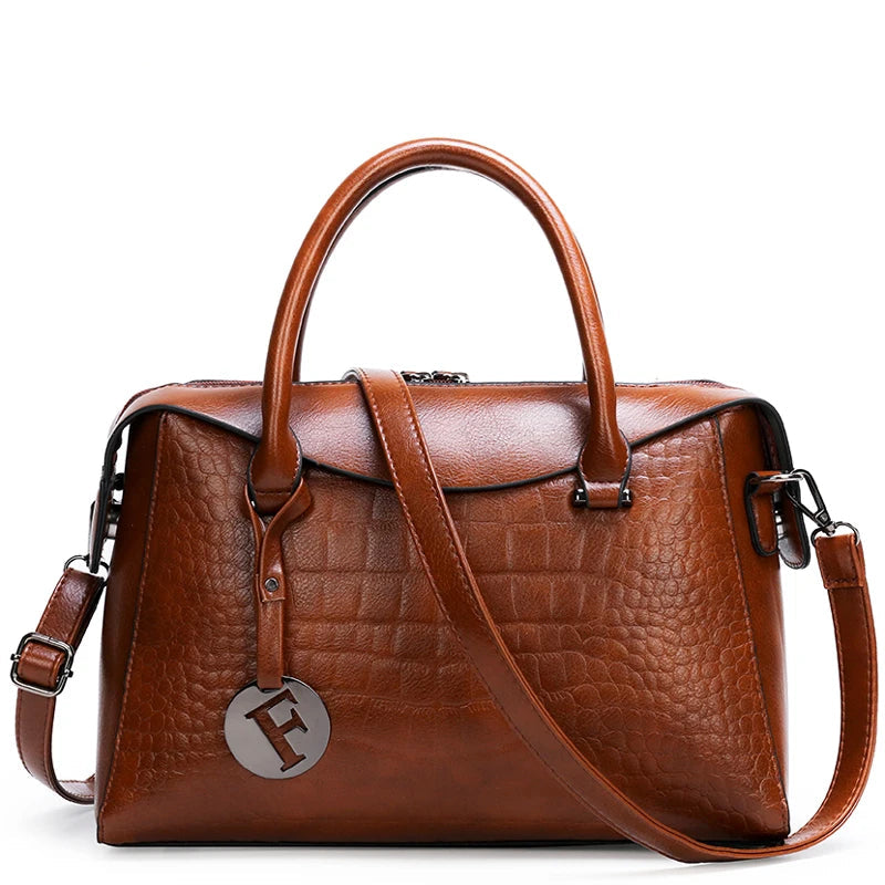 Fashionable Tote Bag – Crocodile Pattern Luxury PU Satchel