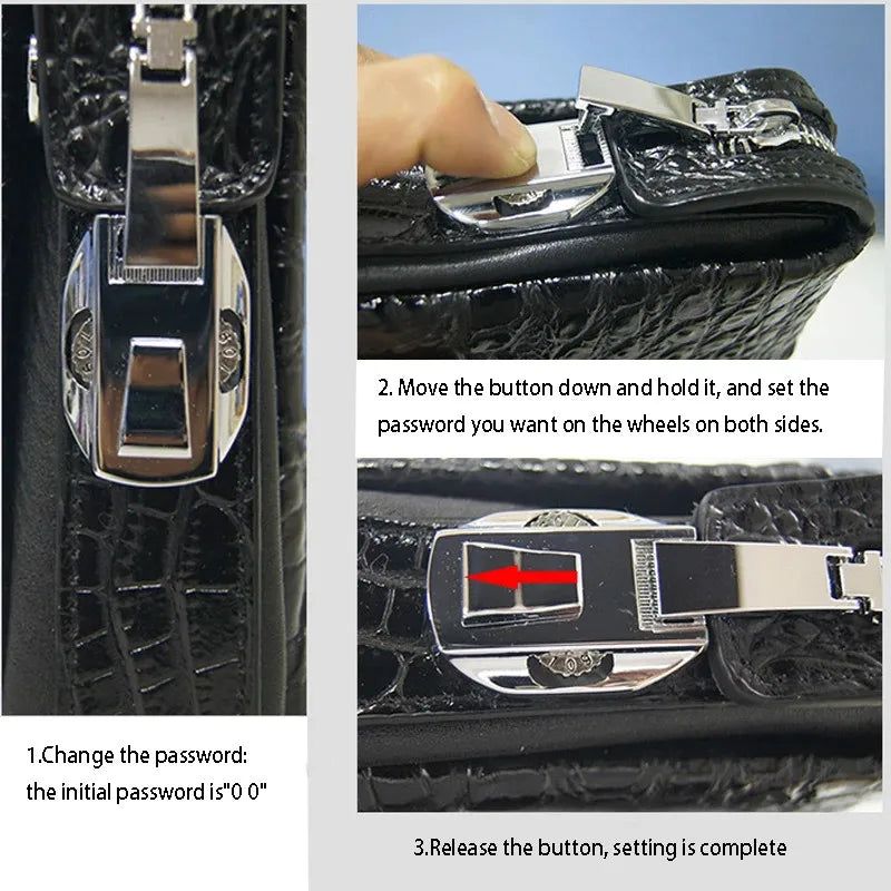 Elegant Crocodile Pattern Leather Clutch – Business Wallet