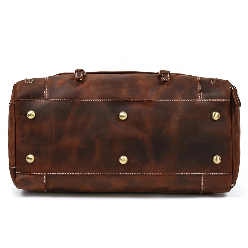 Retro Leather Weekender Bag – Large Travel Duffel Bag