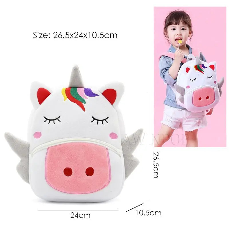 Plush Unicorn Backpack – Cute Cartoon School Bag