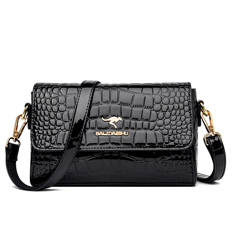 Designer Crocodile Pattern Handbag – Luxury PU Leather Shoulder