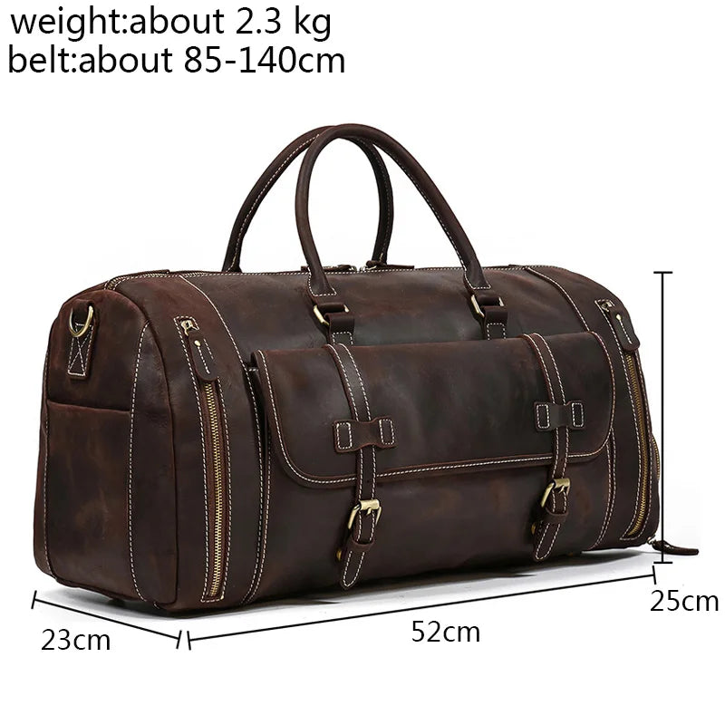Retro Leather Weekender Bag – Large Travel Duffel Bag