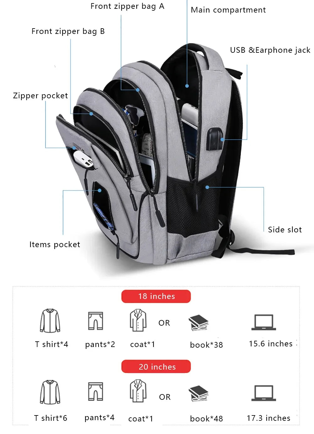 Large Capacity 15.6  Backpack