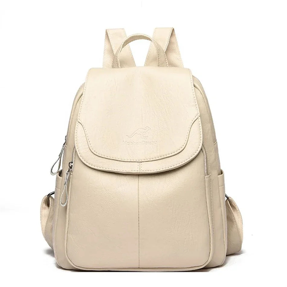 Large Capacity Leather Backpack