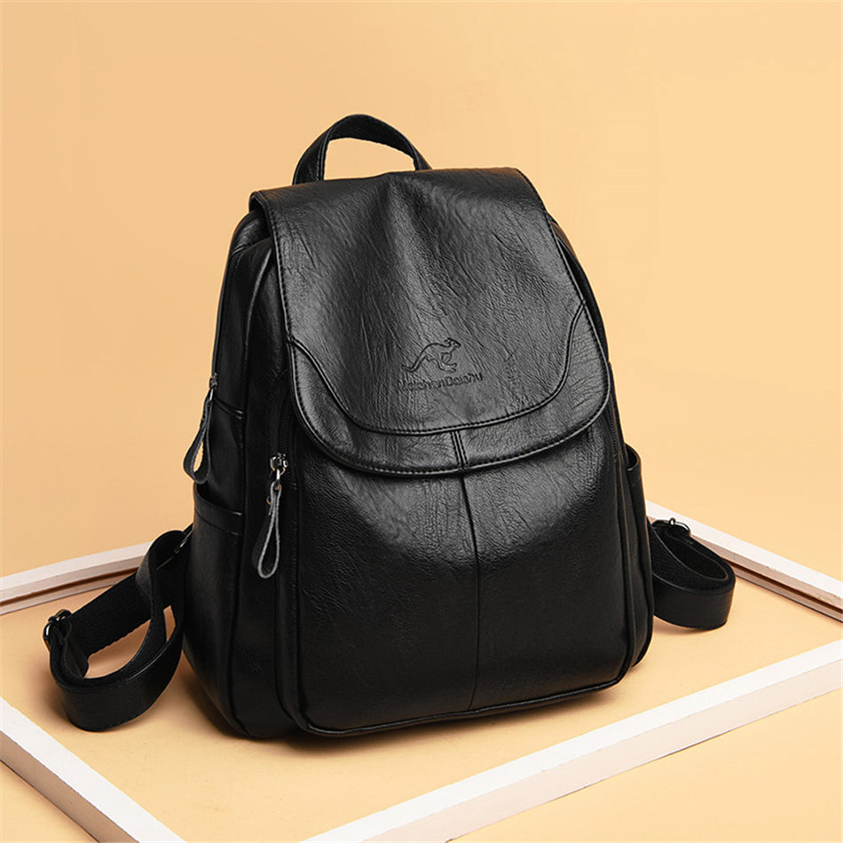 Large Capacity Leather Backpack