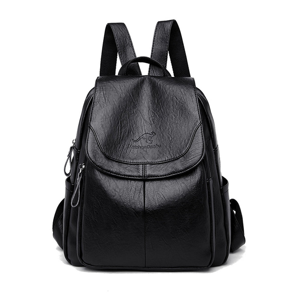 Large Capacity Leather Backpack