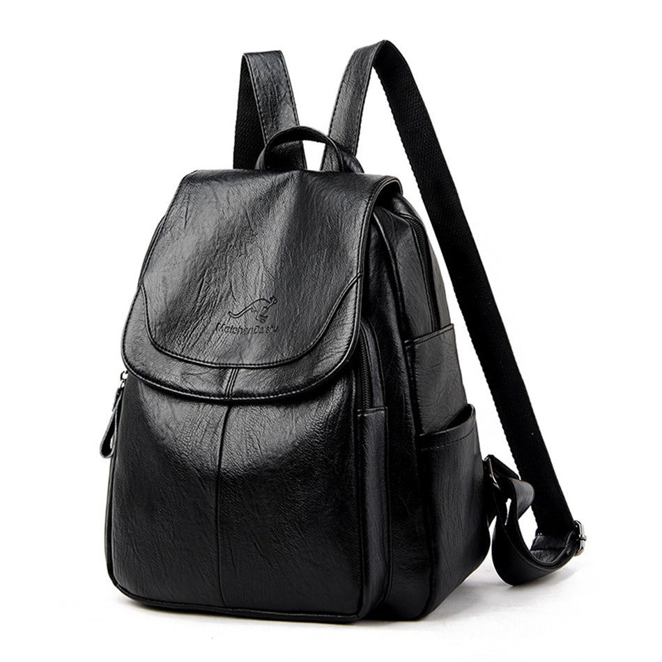 Large Capacity Leather Backpack