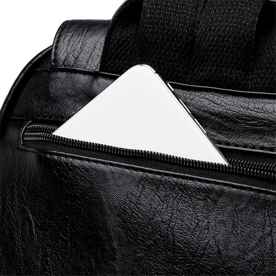 Large Capacity Leather Backpack