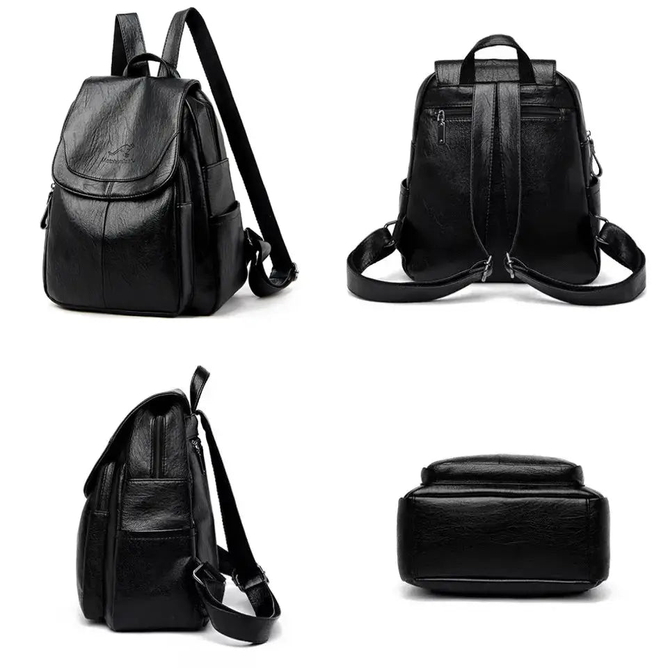 Large Capacity Leather Backpack