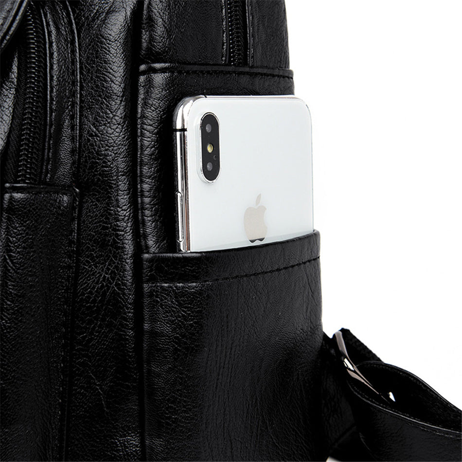 Large Capacity Leather Backpack