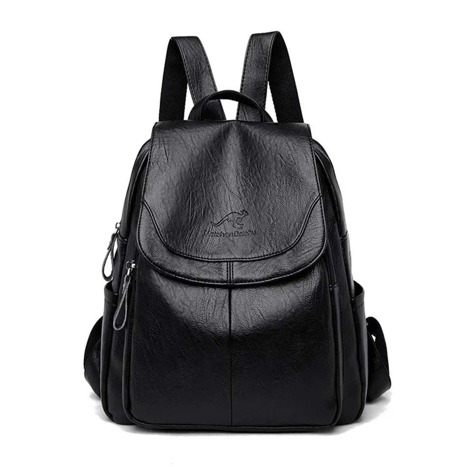 Large Capacity Leather Backpack