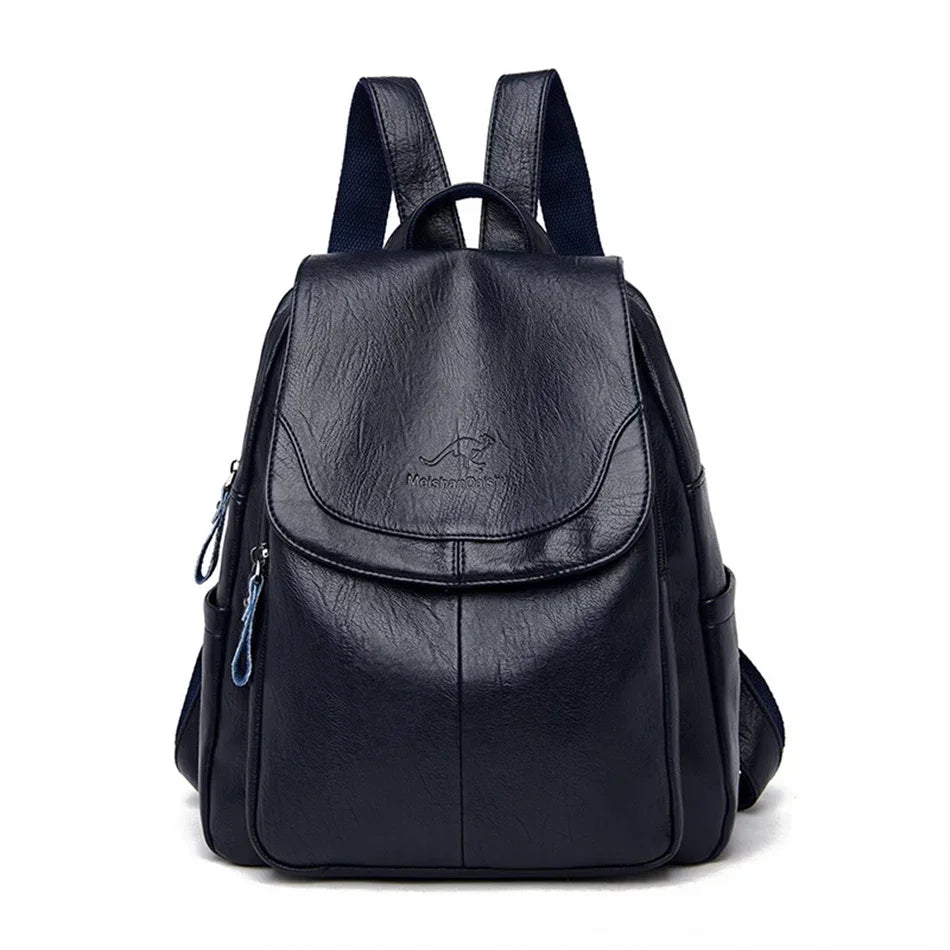 Large Capacity Leather Backpack