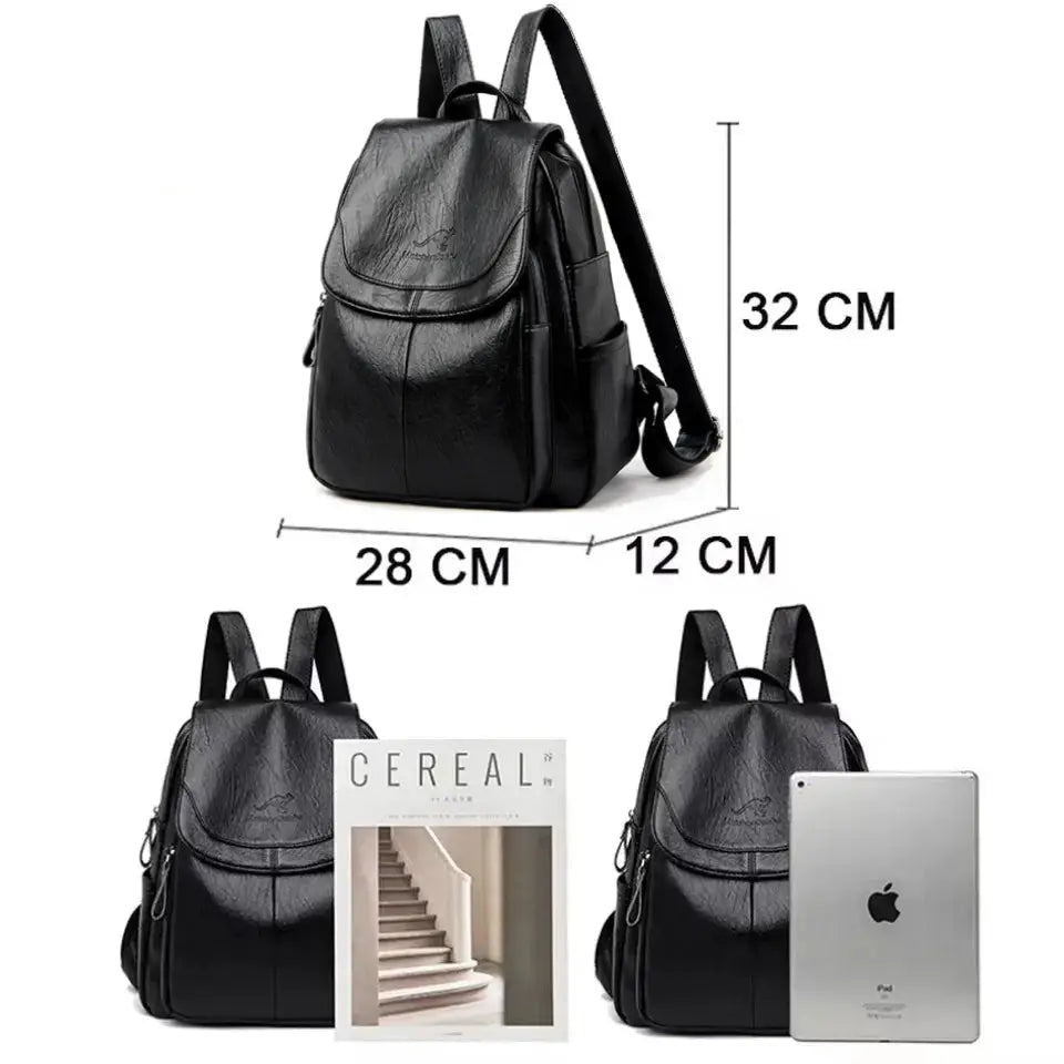 Large Capacity Leather Backpack