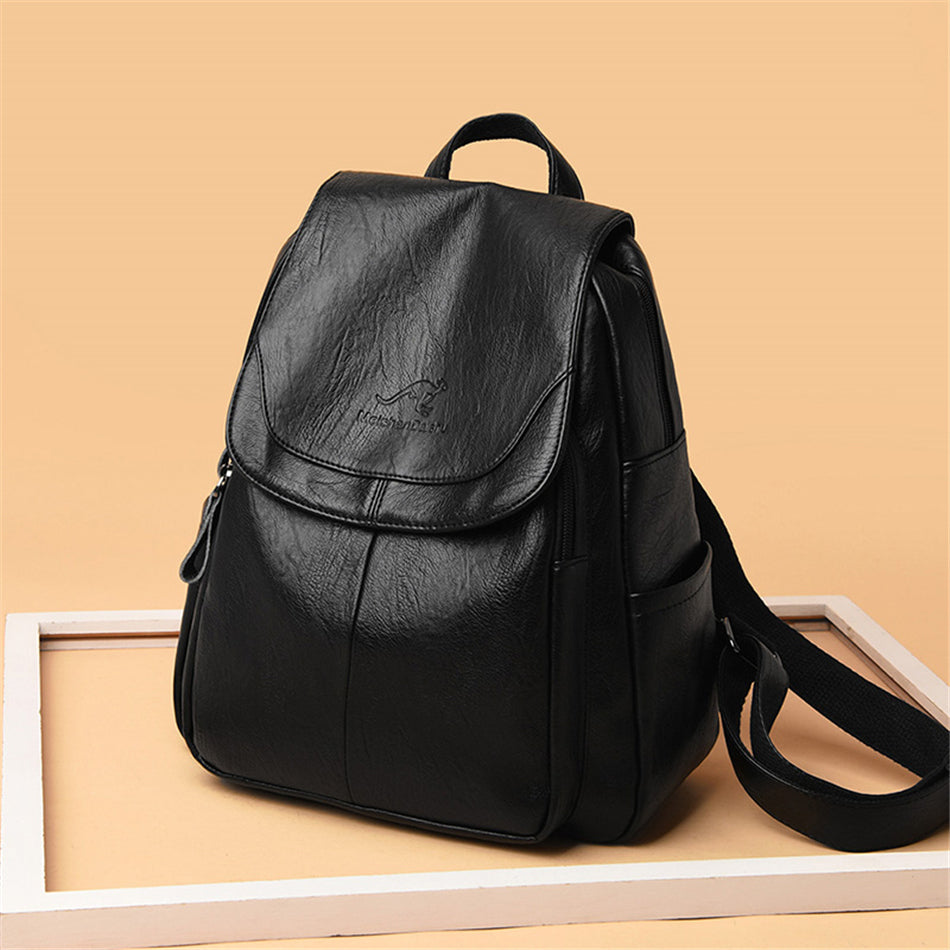 Large Capacity Leather Backpack