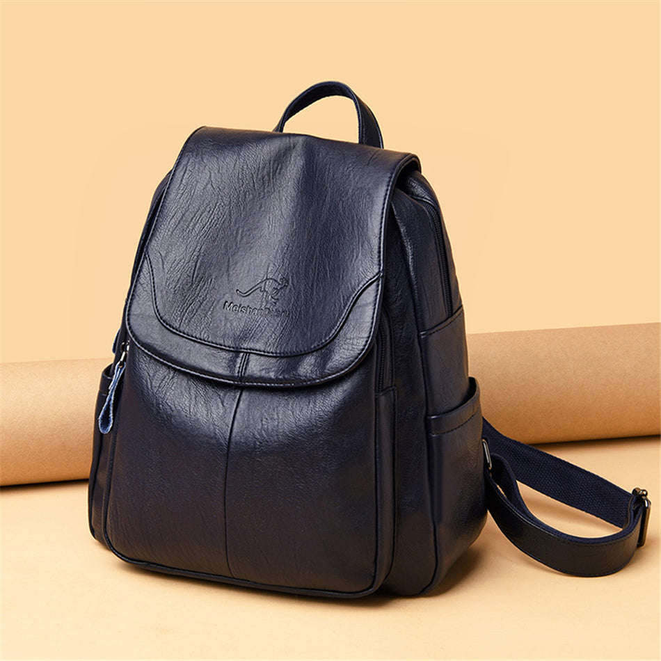 Large Capacity Leather Backpack