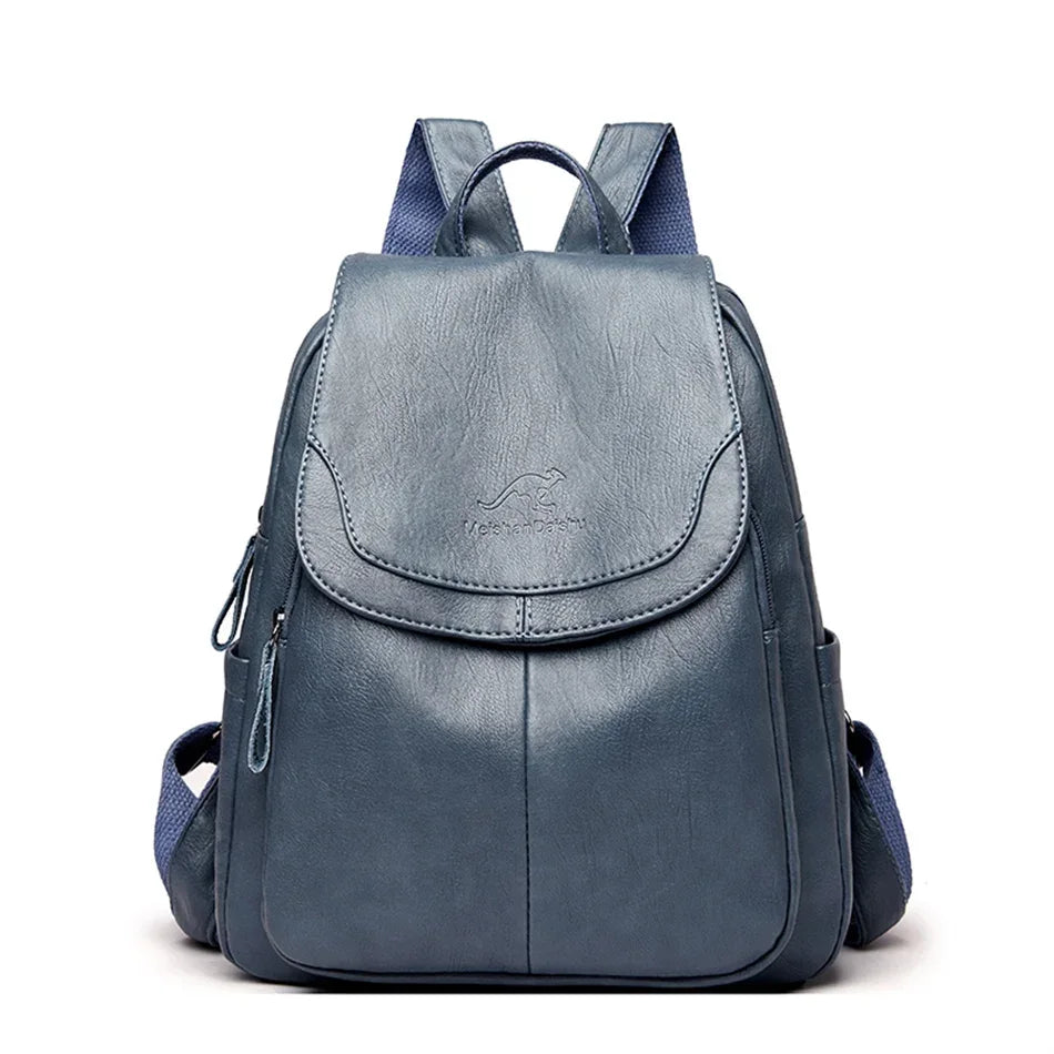 Large Capacity Leather Backpack