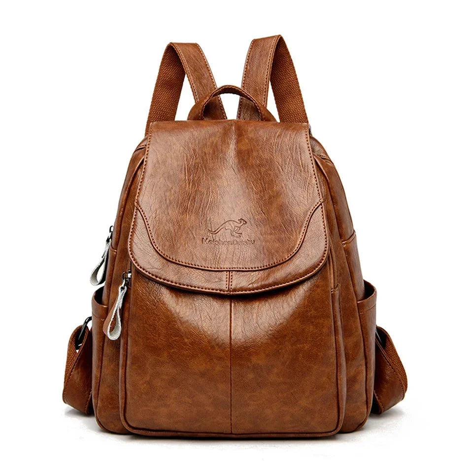 Large Capacity Leather Backpack