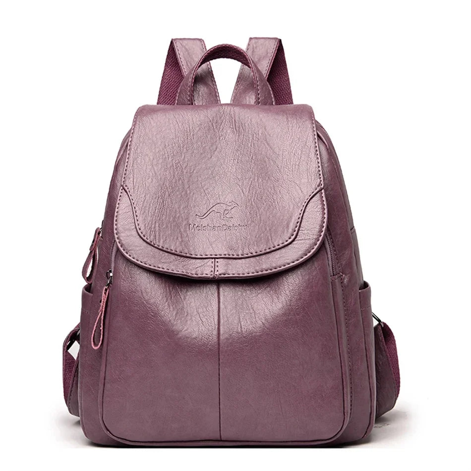 Large Capacity Leather Backpack