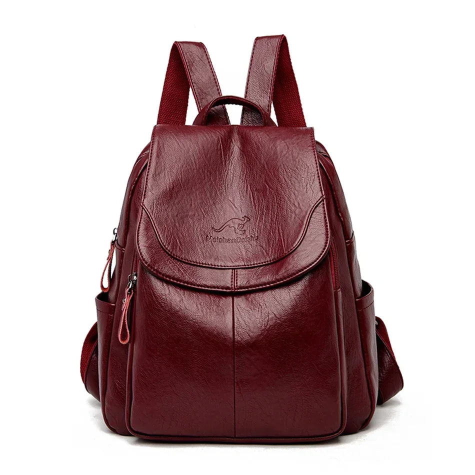 Large Capacity Leather Backpack