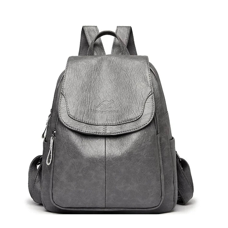 Large Capacity Leather Backpack
