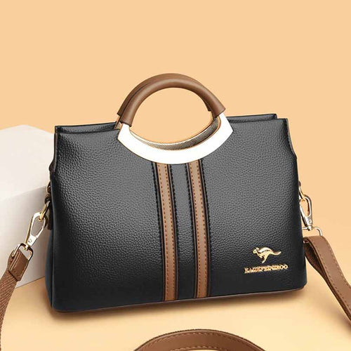 Layered Crossbody Genuine Leather Tote