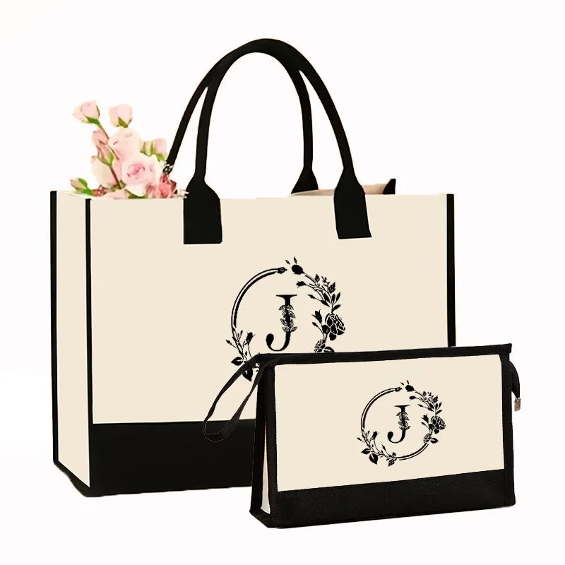 Letter Print Tote Shoulder Bag