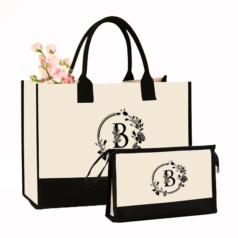 Letter Print Tote Shoulder Bag