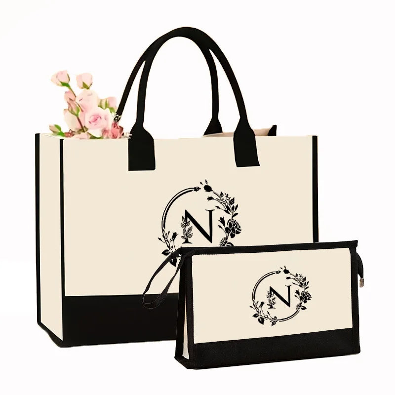 Letter Print Tote Shoulder Bag
