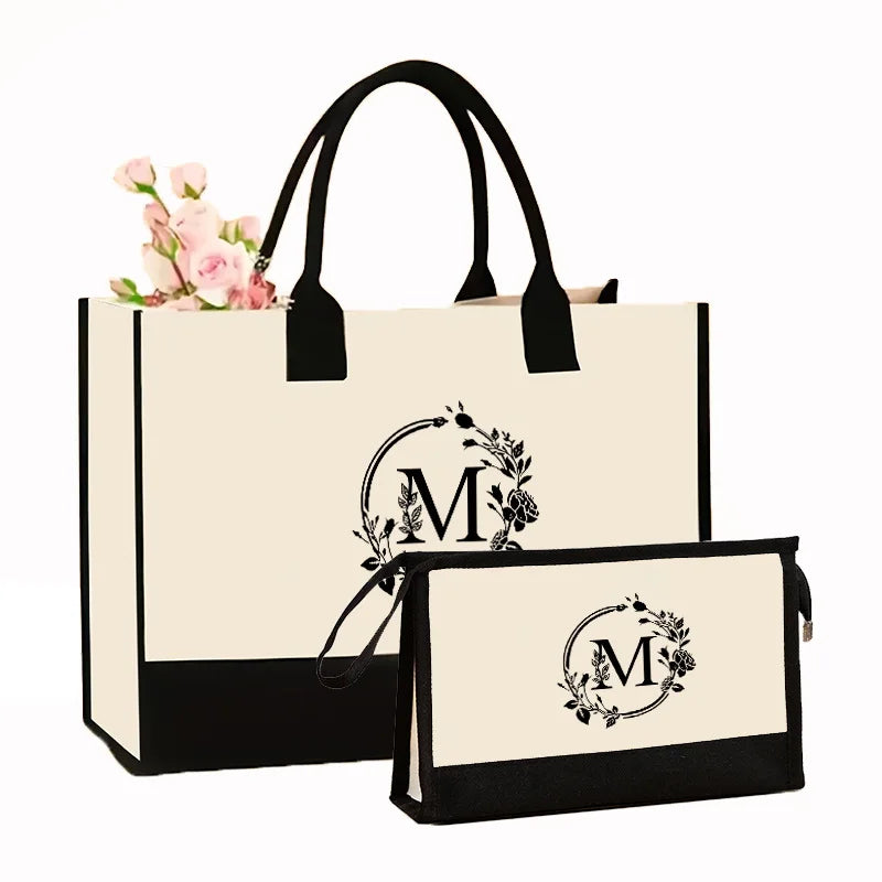 Letter Print Tote Shoulder Bag