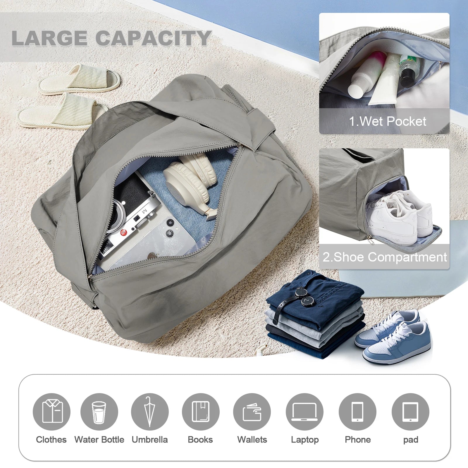 Lightweight Travel & Sports Duffel Bag