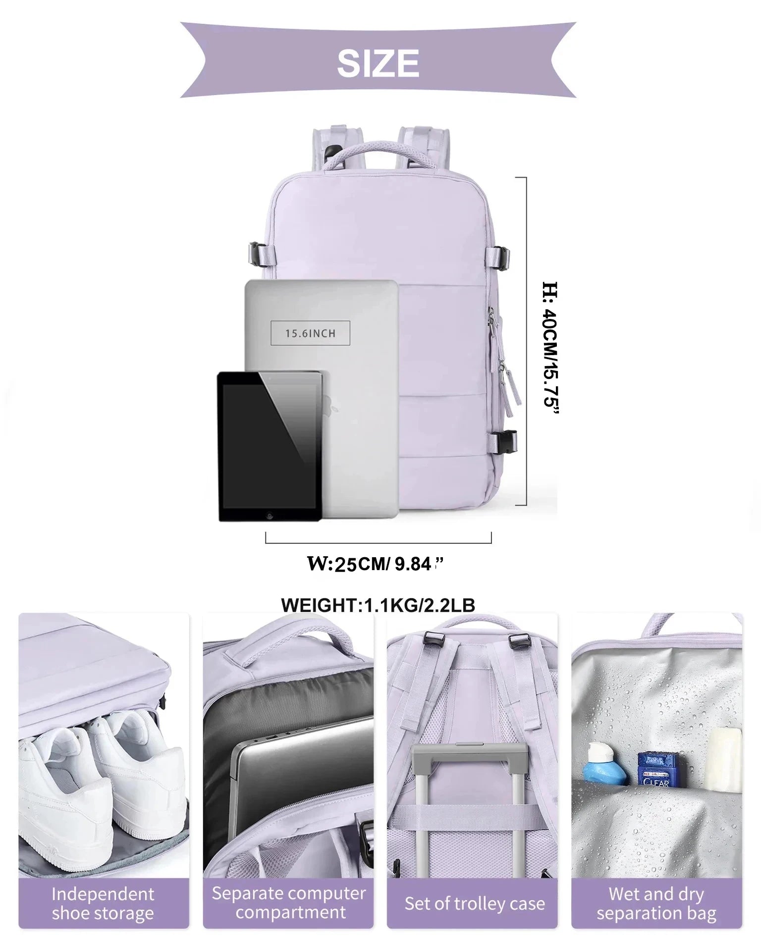 Multifunctional 40x25x20 Travel Backpack